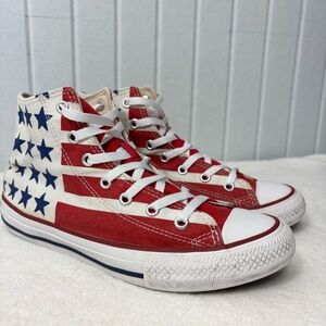 Converse Chuck Taylor Kid  Size 4 American Flag‎ High Top Sneake Streetwear